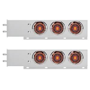 UNITED PACIFIC - 61013 - BARRA DE RESORTE SS CON PATRÓN DE PERNOS DE 2-1/2" CON 6X 4" 13 LUCES Y VISORES LED ABYSS - LED ROJO/LENTE TRANSPARENTE (PAR)