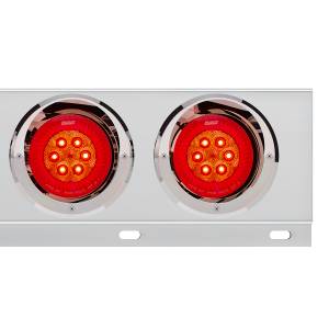 UNITED PACIFIC - UNITED PACIFIC - 61014 - BARRA CON RESORTE DE ACERO INOXIDABLE CON PATRÓN DE PERNOS DE 2-1/2" CON 6 LUCES Y VISORES DE TURBINA DE 16 LED DE 4" - LED ROJO/LENTE ROJA (PAR) - Image 3