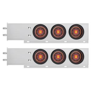 UNITED PACIFIC - 61016 - BARRA DE RESORTE SS CON PATRÓN DE PERNOS DE 2-1/2" CON 6X 4" 13 LUCES LED ABYSS - LED ROJO/LENTE TRANSPARENTE (PAR)