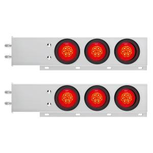 UNITED PACIFIC - 61017 - BARRA CON RESORTE DE ACERO INOXIDABLE CON PATRÓN DE PERNOS DE 2-1/2" CON LUCES DE TURBINA DE 6X 4" Y 16 LED - LED ROJO/LENTE ROJA (PAR)