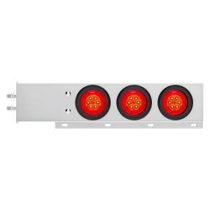 UNITED PACIFIC - 61023 - BARRA DE RESORTE SS CON PATRÓN DE PERNOS DE 2" CON LUCES DE TURBINA DE 6X 4" 16 LED - LED ROJO / LENTE ROJA (PAR)