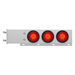 UNITED PACIFIC - 61035 - BARRA CON RESORTE CROMADA CON PATRÓN DE PERNOS DE 3-3/4" CON 6 LUCES DE TURBINA LED ROJAS DE 4" 16 - LENTE ROJA (PAR)