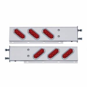 UNITED PACIFIC - 61300 - BARRA DE RESORTE SS CON PATRÓN DE PERNOS DE 3-3/4" CON 6 LUCES Y VISORES OVALADOS DE 10 LED - LED ROJO Y LENTES (PAR)