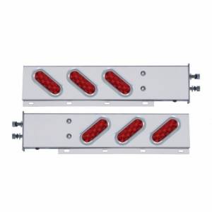 UNITED PACIFIC - 61304 - BARRA DE RESORTE SS CON PATRÓN DE PERNOS DE 2-1/2" CON 6 LUCES Y VISORES OVALADOS DE 10 LED - LED ROJO Y LENTES (PAR)