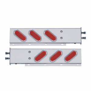 UNITED PACIFIC - 61306 - BARRA DE RESORTE SS CON PATRÓN DE PERNOS DE 2-1/2" CON 6 LUCES Y VISORES OVALADOS DE 12 LED - LED ROJO Y LENTES (PAR)