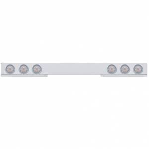 UNITED PACIFIC - 61414 - BARRA DE LUCES TRASERAS CROMADA DE 1 PIEZA CON SEIS LUCES Y VISORES DE 10 LED DE 4" - LED ROJO/LENTE TRANSPARENTE