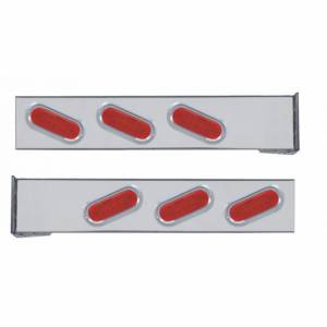 UNITED PACIFIC - 61481 - BARRA DE LUCES TRASERAS DE MONTAJE DE BRIDA CROMADA CON SEIS LUCES Y VISORES OVALADOS DE 12 LED - LED ROJO/LENTE ROJA (PAR)