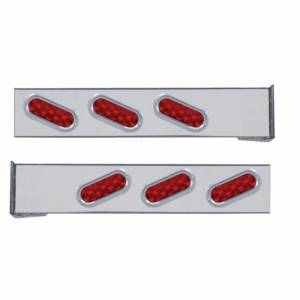 UNITED PACIFIC - 61483 - BARRA DE LUCES TRASERAS DE MONTAJE DE BRIDA CROMADA CON SEIS LUCES Y VISORES OVALADOS DE 10 LED - LED ROJO/LENTE ROJA (PAR)