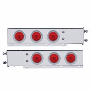 UNITED PACIFIC - 61545 - BARRA CON RESORTE CROMADA CON PATRÓN DE PERNOS DE 3-3/4" CON 6X 4" 10 LUCES Y VISORES LED ROJOS - LENTE ROJA (PAR)