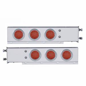 UNITED PACIFIC - 61551 - BARRA CON RESORTE SS DE LUJO CON PATRÓN DE PERNO DE 3-3/4" CON LUZ Y VISORES DE 4" Y 6X 12 LED - LED ROJO Y LENTE (PAR)