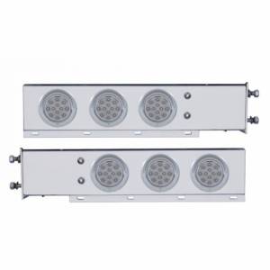 UNITED PACIFIC - 61552 - BARRA CON RESORTE SS DE LUJO CON PATRÓN DE PERNO DE 3-3/4" CON LUZ Y VISORES DE 4" DE 6X 12 LED - LED ROJO/LEENTE TRANSPARENTE (PAR)