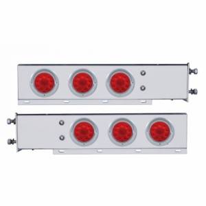 UNITED PACIFIC - 61553 - BARRA CON RESORTE SS DE LUJO CON PATRÓN DE PERNOS DE 3-3/4" CON 6X 10 LED LUCES Y VISORES DE 4" - LED ROJO Y LENTES (PAR)