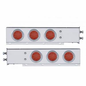 UNITED PACIFIC - 61643 - BARRA CON RESORTE CROMADA CON PATRÓN DE PERNOS DE 2-1/2" CON 6X 12 LED REFL. LUCES Y VISORES-LED ROJO Y LENTE (PAR)