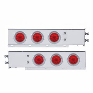 UNITED PACIFIC - 61645 - BARRA CON RESORTE CROMADA CON PATRÓN DE PERNOS DE 2-1/2" CON 6X 4" 10 LUCES Y VISORES LED - LED ROJO Y LENTES (PAR)