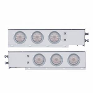 UNITED PACIFIC - 61646 - BARRA CON RESORTE CROMADA CON PATRÓN DE PERNOS DE 2-1/2" CON 6X 4" 10 LUCES Y VISORES LED - LED ROJO/LENTE TRANSPARENTE (PAR)
