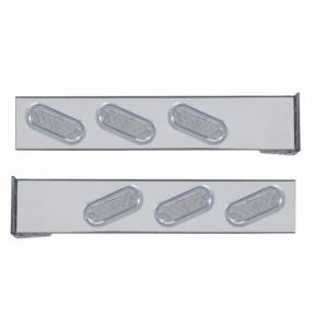 UNITED PACIFIC - 61664 - BARRA DE LUCES TRASERA DE MONTAJE DE BRIDA CROMADA CON SEIS LUCES Y VISORES OVALADOS DE 19 LED - LED ROJO/LENTE TRANSPARENTE