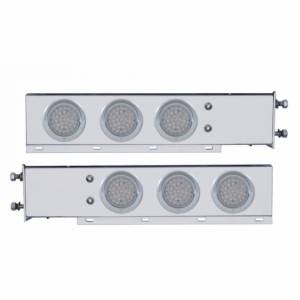 UNITED PACIFIC - 61676 - BARRA CON RESORTE CROMADA CON PATRÓN DE PERNOS DE 3-3/4" CON LUCES Y VISORES DE 4" LED ROJOS 6X 36 - LENTE TRANSPARENTE (PAR)