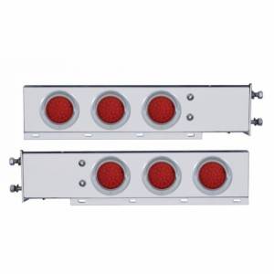 UNITED PACIFIC - 61677 - BARRA CON RESORTE SS DE LUJO CON PATRÓN DE PERNO DE 3-3/4" CON LUZ Y VISORES DE 4" DE 6X 36 LED - LED ROJO Y LENTE (PAR)
