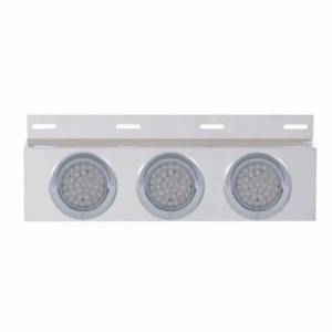 UNITED PACIFIC - 61703 - PLACA DE GUARDABARROS SUPERIOR DE INOXIDABLE CON 3 LUCES Y VISORES DE 3X 36 LED DE 4" - LED ROJO/LENTE TRANSPARENTE (CADA UNO)