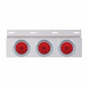 UNITED PACIFIC - 61706 - PLACA DE GUARDABARROS SUPERIOR DE ACERO INOXIDABLE CON 3X 10 LUCES Y VISORES LED DE 4" - LED ROJO/LENTE ROJA (CADA UNO)