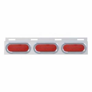 UNITED PACIFIC - 61710 - PLACA DE GUARDABARROS SUPERIOR DE INOXIDABLE CON 3 LUCES Y VISORES OVALADOS DE 19 LED DE 6" - LED ROJO/LENTE ROJA (CADA UNO)