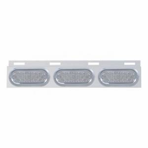 UNITED PACIFIC - 61711 - PLACA DE GUARDABARROS SUPERIOR DE INOXIDABLE CON 3 LUCES Y VISORES OVALADOS DE 19 LED DE 6" - LED ROJO/LENTE TRANSPARENTE (CADA UNO)