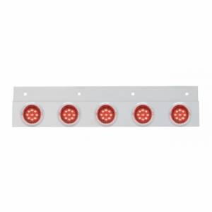 UNITED PACIFIC - 61716 - PLACA DE GUARDABARROS SUPERIOR DE ACERO INOXIDABLE CON 5 LUCES Y VISORES DE 9 LED DE 2" - LED ROJO/LENTE ROJA (CADA UNO)
