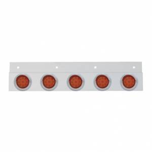 UNITED PACIFIC - 61718 - PLACA DE GUARDABARROS SUPERIOR DE INOXIDABLE CON 5 LUCES REFLECTORAS Y VISORES DE 5X 9 LED DE 2" - LED ROJO/LENTE ROJA (CADA UNO)