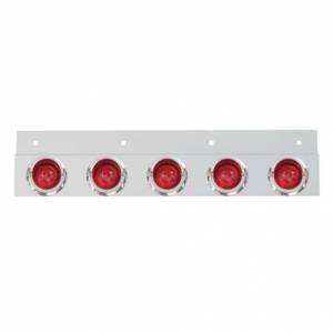 UNITED PACIFIC - 61722 - PLACA DE GUARDABARROS SUPERIOR DE ACERO INOXIDABLE CON 5X 9 LED LUCES Y VISORES DE COLMENA DE 2" - LED ROJO/LENTE ROJA (CADA UNO)