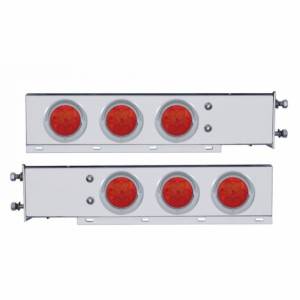 UNITED PACIFIC - 61726 - BARRA DE RESORTE SS CON PATRÓN DE PERNOS DE 3-3/4" CON 6X 4" 7 LUCES Y VISORES LED - LED ROJO Y LENTES (PAR)