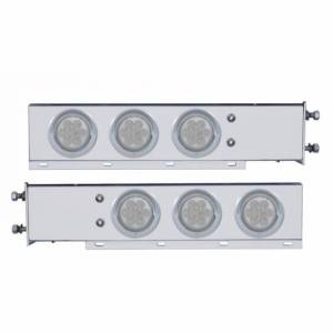 UNITED PACIFIC - 61727 - BARRA DE RESORTE SS CON PATRÓN DE PERNOS DE 3-3/4" CON 6X 4" 7 LUCES Y VISORES LED - LED ROJO/LEENTE TRANSPARENTE (PAR)