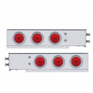 UNITED PACIFIC - 61732 - BARRA DE RESORTE SS CON PATRÓN DE PERNOS DE 2" CON 6X 4" 10 LUCES Y VISORES LED - LED ROJO Y LENTES (PAR)