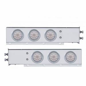 UNITED PACIFIC - 61733 - BARRA DE RESORTE SS CON PATRÓN DE PERNOS DE 2" CON 6X 4" 10 LUCES Y VISORES LED - LED ROJO/LEENTE TRANSPARENTE (PAR)