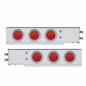 UNITED PACIFIC - 61734 - BARRA DE LUCES CON RESORTE DE ACERO INOXIDABLE CON PATRÓN DE PERNOS DE 2" CON 6X 4" 7 LUCES Y VISORES LED - LED ROJO/LENTE ROJA (PAR)