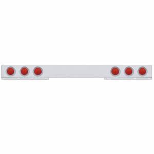 UNITED PACIFIC - 61736 - BARRA DE LUZ TRASERA CROMADA DE 1 PIEZA CON SEIS LUCES REFLECTORAS Y VISORES DE 7 LED DE 4" - LED ROJO/LENTE ROJA