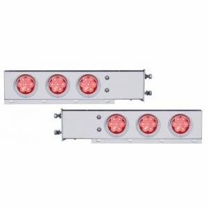 UNITED PACIFIC - 61746 - BARRA CON RESORTE CROMADA CON PATRÓN DE PERNOS DE 3-3/4" CON 6X 4" 7 LUCES LED ROJAS Y VISORES - LENTE ROJA (PAR)