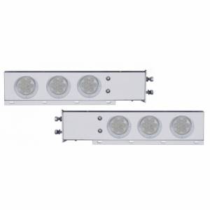 UNITED PACIFIC - 61751 - BARRA CON RESORTE CROMADA CON PATRÓN DE PERNOS DE 2-1/2" CON 6X 4" 7 LUCES Y VISORES LED - LED ROJO/LEENTE TRANSPARENTE (PAR)