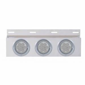 UNITED PACIFIC - 61759 - PLACA DE GUARDABARROS SUPERIOR DE INOXIDABLE CON 3 LUCES Y VISORES DE 7 LED DE 4" - LED ROJO/LENTE TRANSPARENTE (CADA UNO)