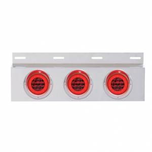 UNITED PACIFIC - 61760 - PLACA DE GUARDABARROS SUPERIOR DE INOXIDABLE CON 3X 21 LED GLOLIGHT DE 4" Y VISORES - LED ROJO/LENTE ROJA (CADA UNO)