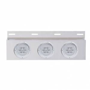 UNITED PACIFIC - 61761 - PLACA DE GUARDABARROS SUPERIOR DE INOXIDABLE CON 3X 21 LED GLOLIGHT DE 4" Y VISORES - LED ROJO/LENTE TRANSPARENTE (CADA UNO)
