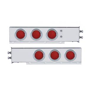UNITED PACIFIC - 61804 - BARRA DE RESORTE SS CON PATRÓN DE PERNOS DE 2" CON LUCES Y VISORES DE 6X 36 LED DE 4" - LED ROJO Y LENTES (PAR)