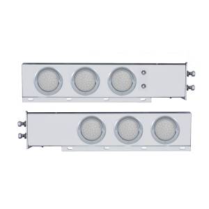 UNITED PACIFIC - 61805 - BARRA DE RESORTE SS CON PATRÓN DE PERNOS DE 2" CON LUCES Y VISORES DE 6X 36 LED DE 4" -LED ROJO/LENTE TRANSPARENTE (PAR)