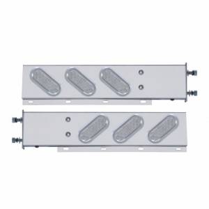 UNITED PACIFIC - 61807 - BARRA DE RESORTE DE ACERO INOXIDABLE CON PATRÓN DE PERNOS DE 3-3/4" CON LUCES Y VISORES LED OVALADOS DE 6" 19 - LED ROJO/LENTE TRANSPARENTE (PAR)