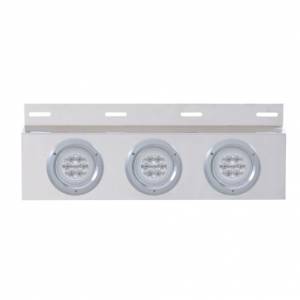 UNITED PACIFIC - 61861 - PLACA DE GUARDABARROS SUPERIOR DE INOXIDABLE CON 3X 21 LED GLOLIGHT DE 4" Y BISELES - LED ROJO/LENTE TRANSPARENTE (CADA UNO)