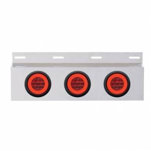 UNITED PACIFIC - 61960 - PLACA DE GUARDABARROS SUPERIOR DE INOXIDABLE CON 3X 21 LED DE LUCES GLO DE 4" Y OJALES - LED ROJO/LENTE ROJA (CADA UNO)