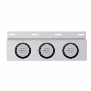 UNITED PACIFIC - 61961 - PLACA DE GUARDABARROS SUPERIOR DE INOXIDABLE CON 3X 21 LED DE LUCES GLO DE 4" Y OJALES - LED ROJO/LENTE TRANSPARENTE (CADA UNO)