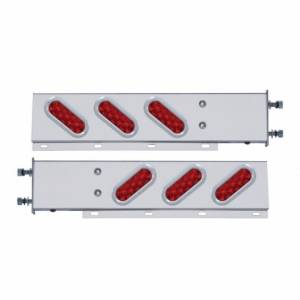 UNITED PACIFIC - 62300 - BARRA DE RESORTE SS CON PATRÓN DE PERNOS DE 3-3/4" CON 6 LUCES OVALADAS DE 10 LED Y BISEL - LED ROJO Y LENTE (PAR)