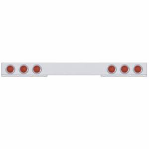 UNITED PACIFIC - UNITED PACIFIC - 62411 - BARRA DE LUCES TRASERA CROMADA DE 1 PIEZA CON SEIS LUCES REFLECTORAS Y BISELES DE 12 LED DE 4" - LED ROJO/LEENTE ROJA - Image 1