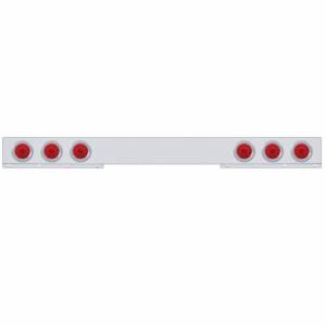UNITED PACIFIC - 62413 - BARRA DE LUCES TRASERA CROMADA DE 1 PIEZA CON SEIS LUCES Y BISELES DE 10 LED DE 4" - LED ROJO/LENTE ROJA