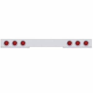 UNITED PACIFIC - 62649 - BARRA DE LUCES TRASERAS DE INOXIDABLE DE 1 PIEZA CON LUCES Y BISELES DE 6X 36 LED DE 4" - LED ROJO/LENTE ROJA
